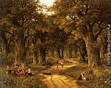 Wooded Wall Art - Peasants Preparing a Meal near a Wooded Path